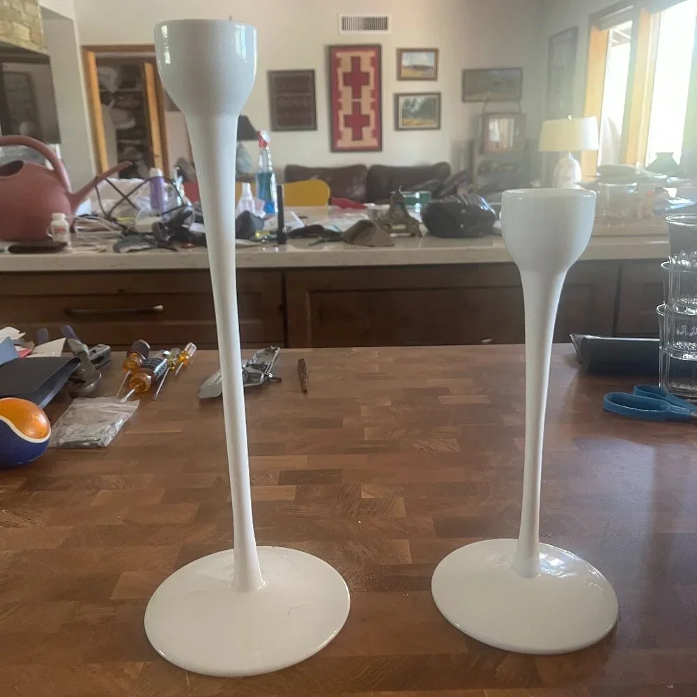 Vintage Ikea Blomster Handblown Glass Candlesticks - Pair